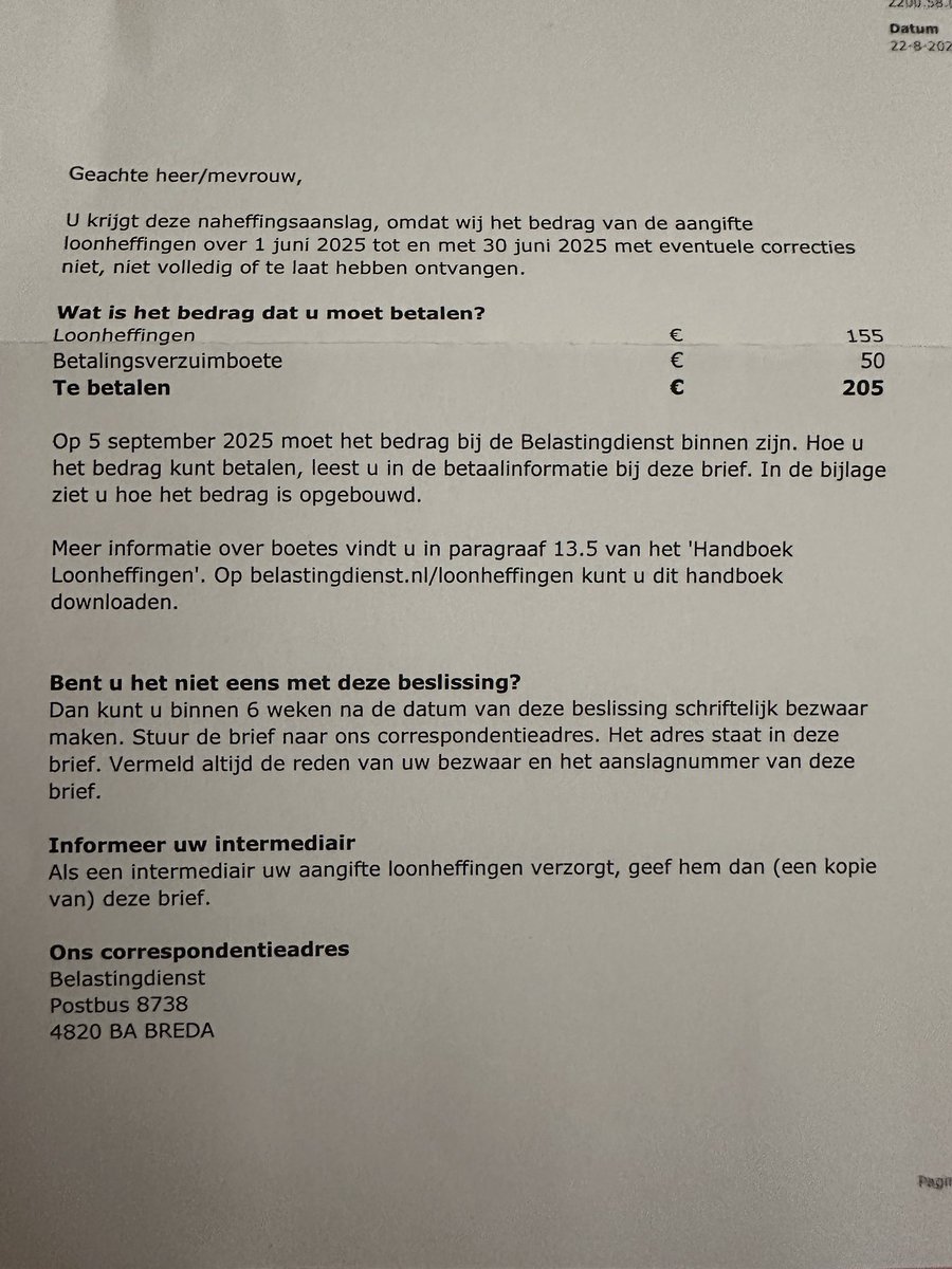 Je vergeet een keer loonaangifte te betalen omdat je op vakantie bent, zonder herinneringen of waarschuwing krijg je een boete van 35%. Dit is hoe Nederland en de <a href="/BDzakelijk/">Belastingdienst</a> omgaat met de ondernemers. <a href="/Belastingdienst/">Belastingdienst</a>.  #belastingdienst🤮