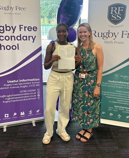 Year 13 students at Rugby Free Secondary School are proudly celebrating the Sixth Form’s third year of A Level results, which were again the best in our history, further improving on what was a great set of results in the previous year.