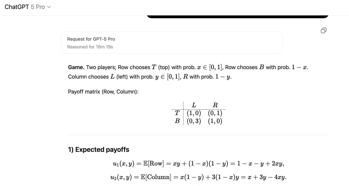MehmetMars7's tweet image. 1/ 🧵I did an extensive test of GPT-5 Pro vs Gemini Deep Think on unseen #gametheory questions with no solutions available online. Here&apos;s my frank review with a clear ranking ⬇️
