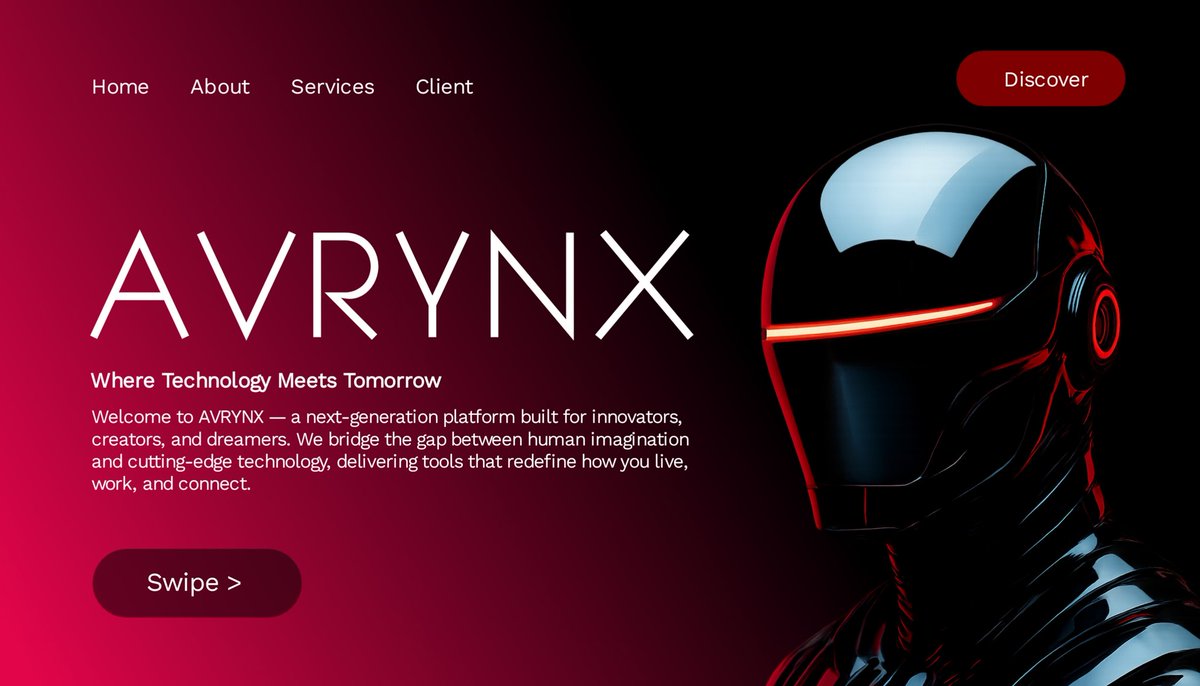 Beezenchy's tweet photo. AVRYNX isn’t real, but the design vision is.
Concept drop: AVRYNX ⚡ A fictional tech project where I explored futuristic branding, UI, and identity design. Pushing imagination beyond reality is part of the craft. #Design #FictionalProject #AVRYNX #Do_more_with_less https://t.co/uwWoVmm4h7