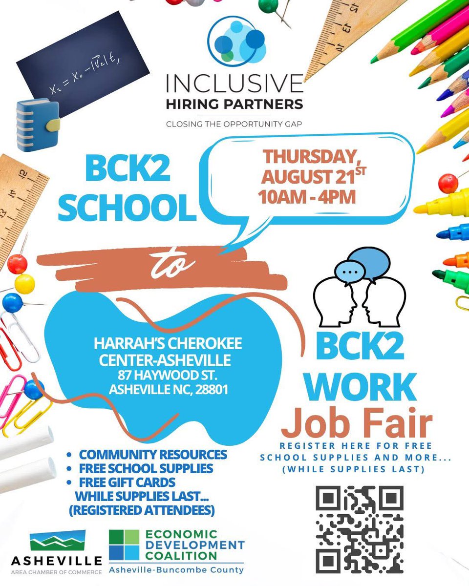 Mountain Area Works (@mtnareaworks) on Twitter photo BCK2 SCHOOL Job Fair hosted by <a href="/AVLChamber/">Asheville Chamber</a> is TODAY <a href="/CityofAsheville/">City of Asheville</a> Harrah’s Cherokee Center in downtown. Thousands of job opportunities available. To learn more visit web.ashevillechamber.org/events/IHP-Bac… BCK2 SCHOOL Job Fair hosted by <a href="/AVLChamber/">Asheville Chamber</a> is TODAY <a href="/CityofAsheville/">City of Asheville</a> Harrah’s Cherokee Center in downtown. Thousands of job opportunities available. To learn more visit web.ashevillechamber.org/events/IHP-Bac…