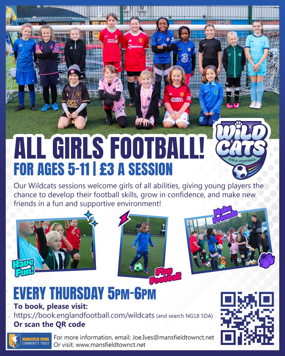 Mansfield Town Community Trust (@mtfc_ct) on Twitter photo Join us for #Wildcats this evening from 5pm at the One Call Stadium.
Costing £3 per session, this is a fun-filled all-girls session for one hour! 
#Stags Join us for #Wildcats this evening from 5pm at the One Call Stadium.
Costing £3 per session, this is a fun-filled all-girls session for one hour! 
#Stags