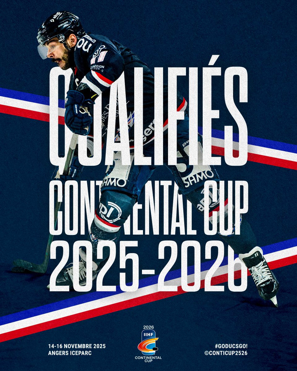 🏆 I 𝐋𝐀 𝐂𝐎𝐍𝐓𝐈𝐍𝐄𝐍𝐓𝐀𝐋 𝐂𝐔𝐏 𝐃𝐄 𝐑𝐄𝐓𝐎𝐔𝐑 𝐀̀ 𝐀𝐍𝐆𝐄𝐑𝐒 !

Du vendredi 14 au dimanche 16 novembre, le round 2 aura lieu à Angers ICEPARC 🔥 

𝑃𝑙𝑢𝑠 𝑑’𝑖𝑛𝑓𝑜𝑠 ➡️ bit.ly/45YU825

#SportAngers I #LaDalleAngevine I #SLMHockey I <a href="/IIHFHockey/">IIHF</a>