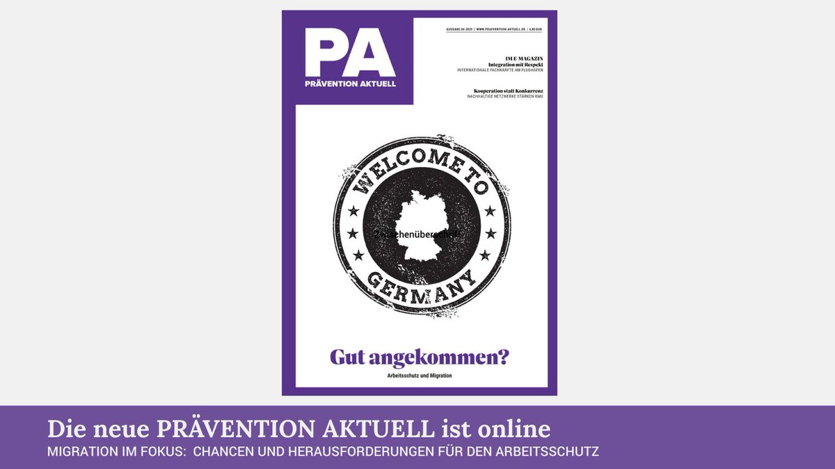 Migration und Arbeitsschutz – das Thema der aktuellen Prävention Aktuell.
Wie kann Prävention in einer vielfältigen Arbeitswelt gelingen?
Lesen Sie jetzt die neue Ausgabe:
🔗 praevention-aktuell.de
#PräventionAktuell #Migration #Arbeitsschutz #SicherheitUndGesundheit
