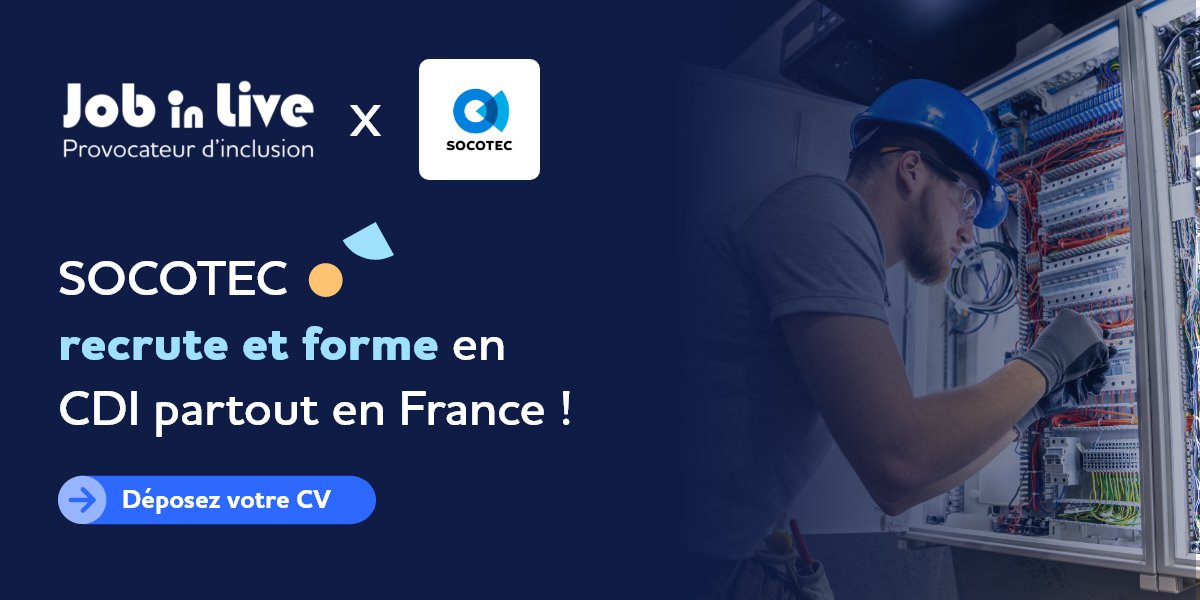 🚀 <a href="/socotec_france/">Groupe SOCOTEC</a> recrute partout en France ! 
Formation certifiante + CDI pour devenir Vérificateur(trice) Électrique ⚡️
📅 10 semaines de formation + stage
✅ Formation financée (hébergement + repas inclus) 
⏳ Candidatures jusqu’au 30/09

📩 CV → urlr.me/mw2FaX