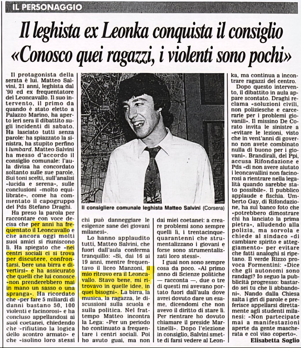siriomerenda's tweet photo. Salvini su Leoncavallo "Decenni di illegalità tollerata, e più volte sostenuta, dalla sinistra: ora finalmente si cambia. La legge è uguale per tutti: afuera!"
decenni nei quali lui frequentava e sosteneva il centro,
coerenza...
#leoncavallo #Salvini #Salvinipagliaccio #21agosto https://t.co/WbndjskdNo