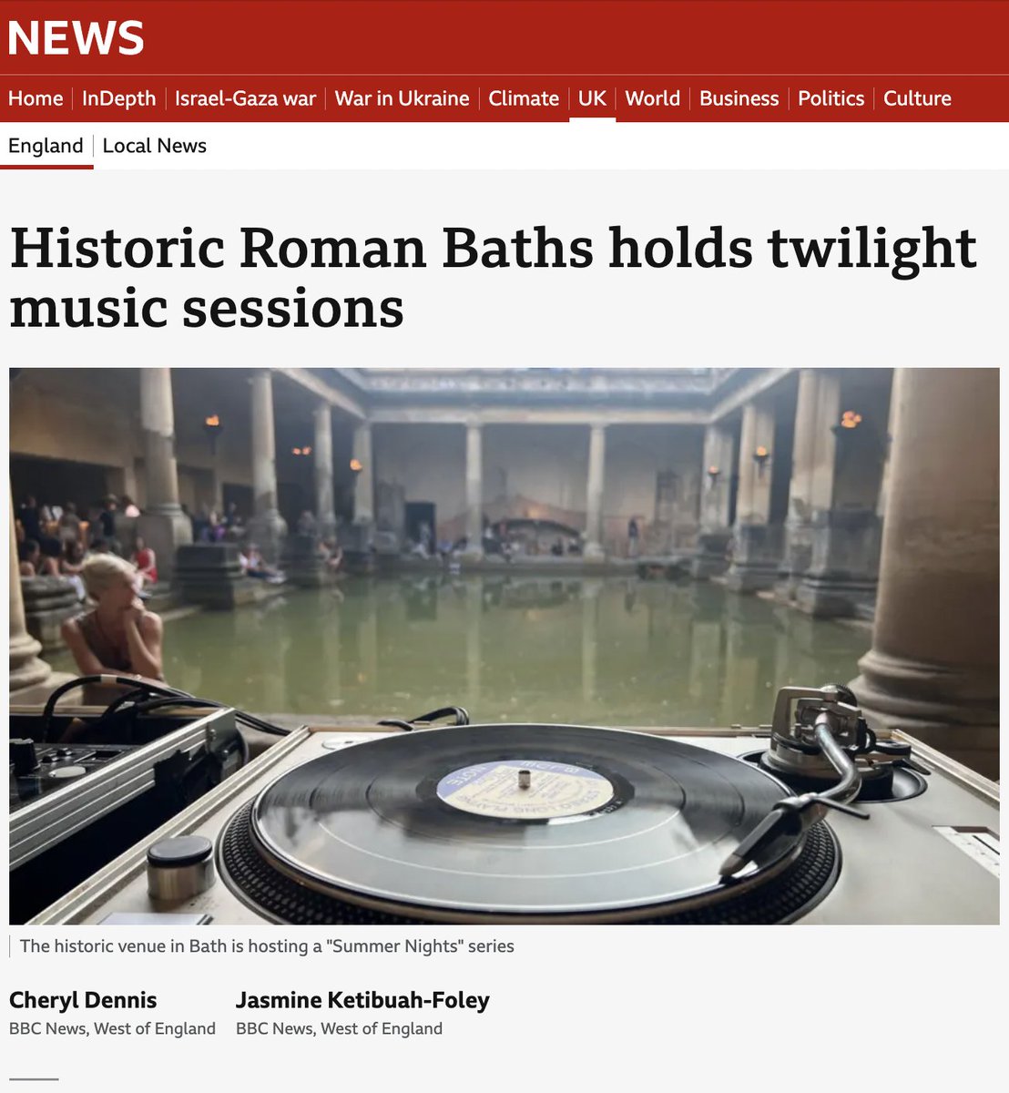 RomanBathsBath's tweet photo. ✨ We’re on the BBC! ✨
Catch the Roman Baths’ Summer Lates until 31 August! 🌙🎶
Read more: https://t.co/yQYYhM8cLW
#RomanBaths #SummerLates #BBCNews #BathEvents #MusicInHistory https://t.co/FWiYWt5CmO