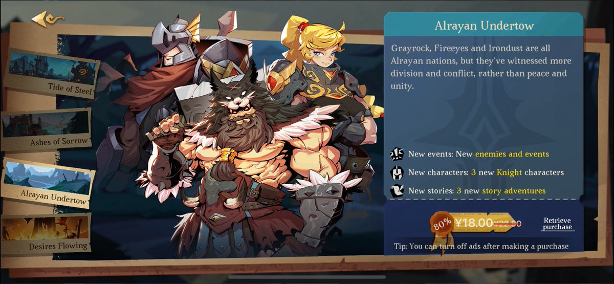 FunSquare_Games's tweet photo. 🎉 Adventures: First DLC sale on MOBILE! 🎉
All DLCs now 20% OFF! ⚡
Dive into character stories, unlock exclusive skins &amp; explore new chapters! 🗡️✨

⏰ First-time purchase only! Don’t miss out—grab your adventure today! 🌟

🔄Make sure your game is updated before buying! 🔄 https://t.co/WKqxuADN4X