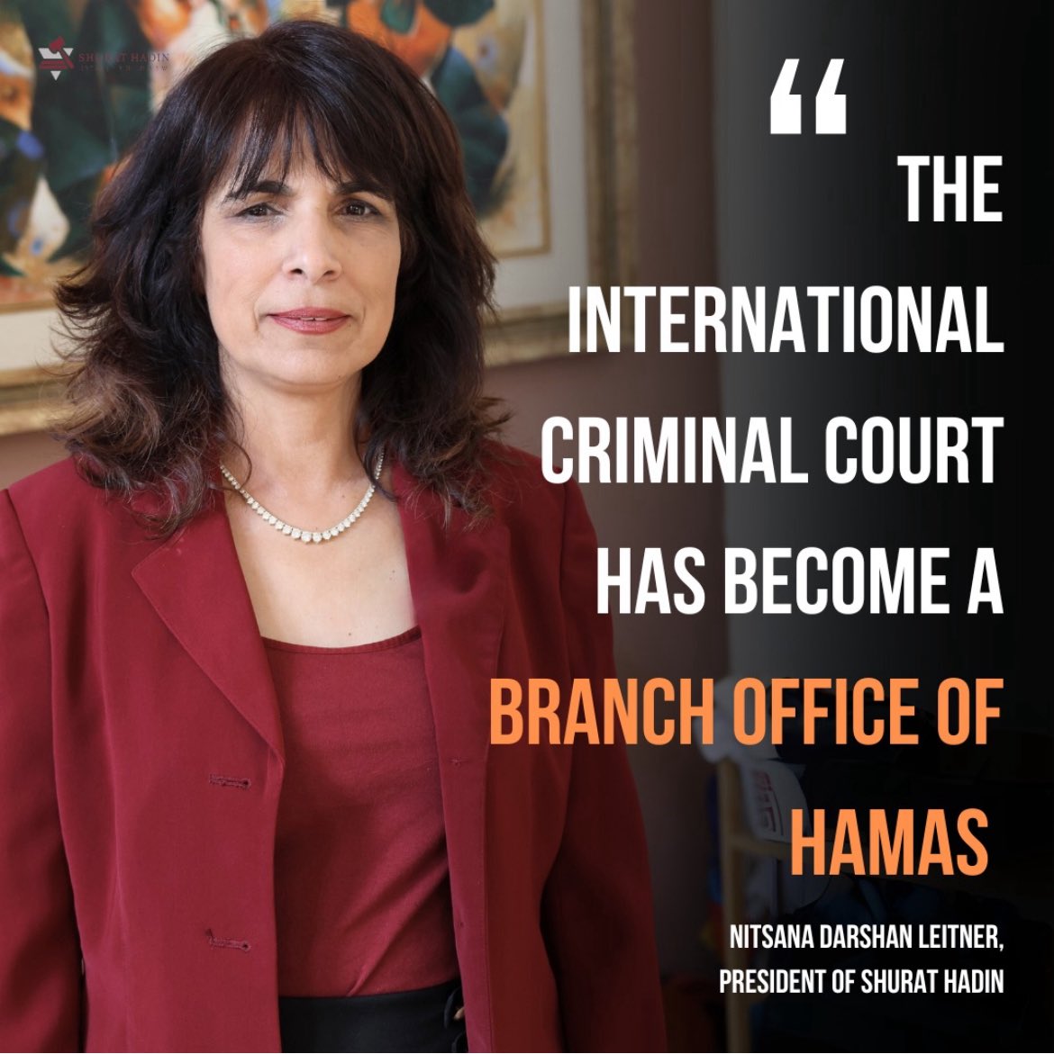🔴⚖️| #CPI > Plus tôt cette semaine, Shurat HaDin, dirigé par l'avocat Nitsana Darshan-Leitner, a intenté une action en justice contre Karim Khan, le procureur en chef de la Cour pénale internationale (CPI), demandant qu'il fasse l'objet d'une enquête pour avoir aidé le Hamas et