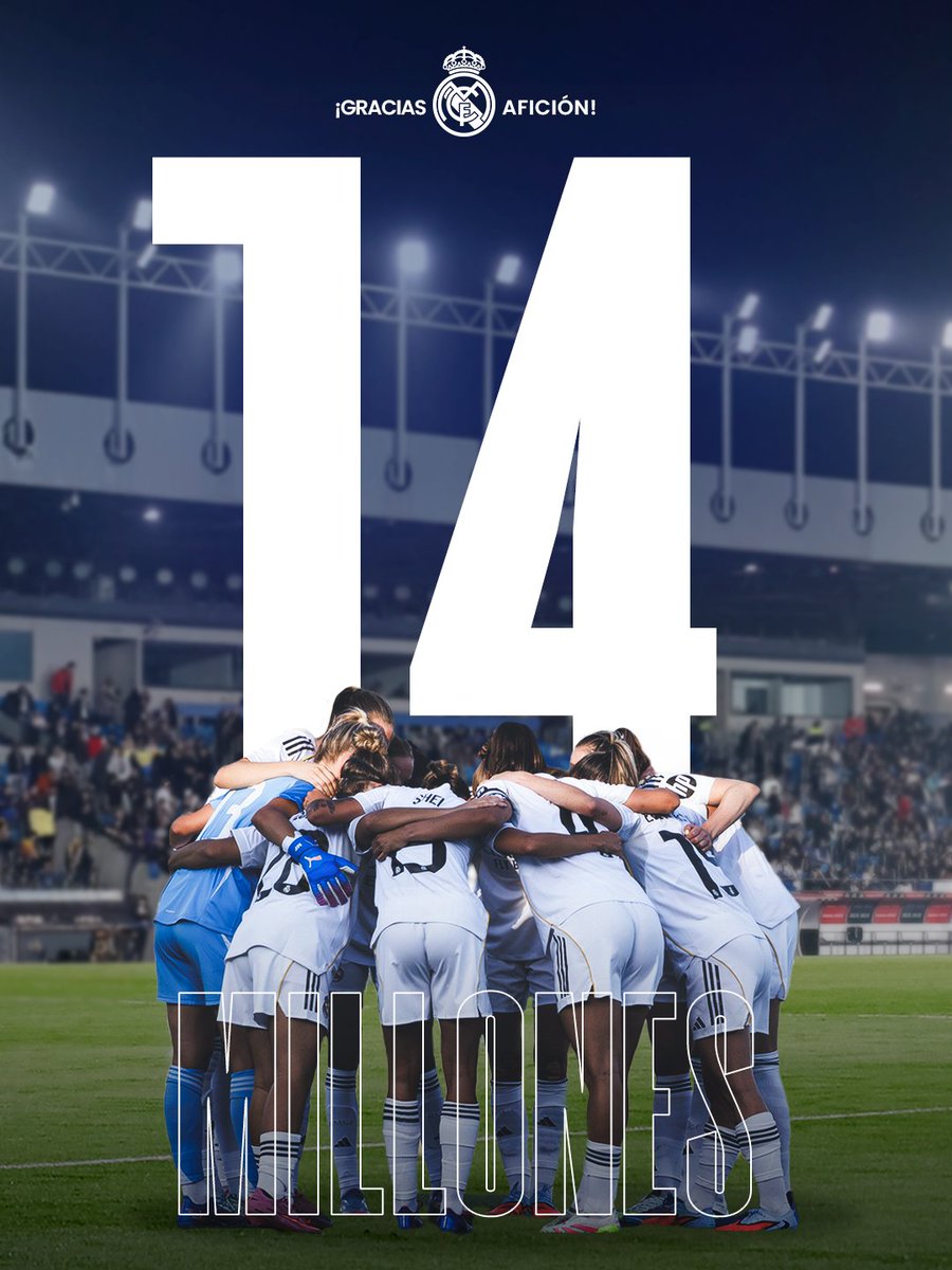 👏 ¡YA SUMAMOS 1️⃣4️⃣ MILLONES!
🤍 ¡Gracias por vuestro apoyo, Madridistas!