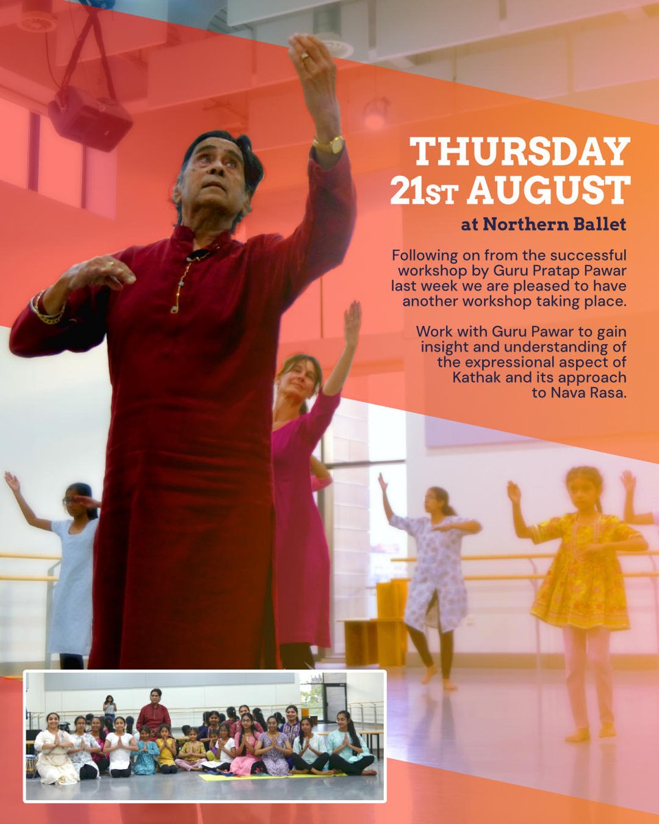 DevikaRaoDance's tweet photo. 1- hr PRIME time with 🙏Gurujee  Pratap Pawar MBE  (Curtesy of @balbirdance)  join us #RhythmsOfIndia 4hrs Dance & Rhythm @northernballet #Today #Leeds #professionals #Students @UniversityLeeds @LUUDanceRep @LeedsArtsUni ✨️special edition cu 4-8pm Book bundle 2https://www.eventbrite.com/e/rhythms-of-india-series-2-at-northern-ballet-7th-14th-21st-28th-august-tickets-1557384501969?aff=oddtdtcreator