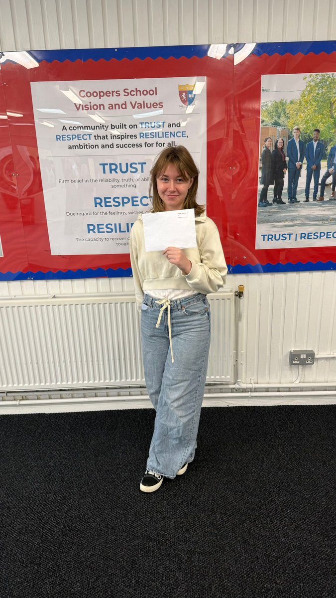 coopersschool's tweet photo. Hannah has absolutely smashed it with an envelope including multiple 8s and 7s. ๐ซ A kind, resilient and persevering pupil โ with some serious talent. #GCSEResultsDay2025 #GCSEsuccess #Resilience https://t.co/8BVDA6QC8Y