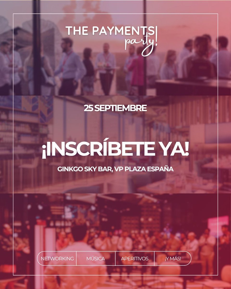 PaynoPain (@paynopain) on Twitter photo 🎉 ¿Todavía no te has inscrito en la Payments Party 2025?
El próximo 25 de septiembre regresa uno de los eventos de #networking más esperados del año para profesionales del sector de los medios de pago.
📎 Reserva tu plaza rellenando el formulario: 0kqpaqxlb5n.typeform.com/to/P00SYAZn 🎉 ¿Todavía no te has inscrito en la Payments Party 2025?
El próximo 25 de septiembre regresa uno de los eventos de #networking más esperados del año para profesionales del sector de los medios de pago.
📎 Reserva tu plaza rellenando el formulario: 0kqpaqxlb5n.typeform.com/to/P00SYAZn