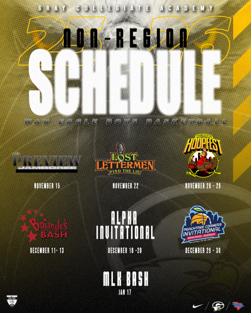 🍿Gray Collegiate (SC) Basketball🍿
...2025-2026 Non-Region Schedule Reveal....
🔥National Competition &amp; Exposure🔥
🎤CDC....Compete Don't Complain🎤
#schoops
#scbasketball