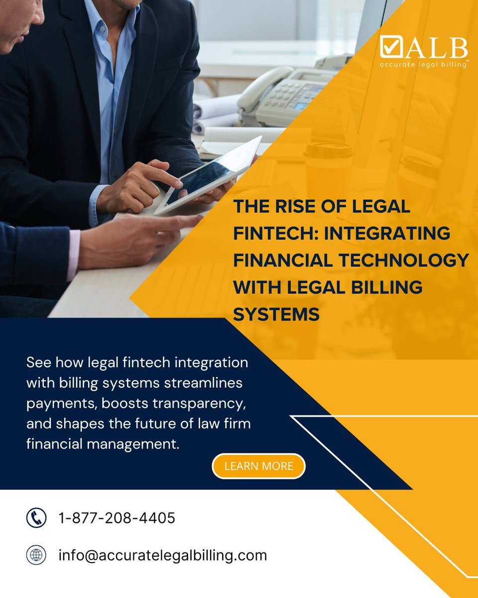 acc_legal_bill's tweet image. 💡See how legal fintech integration with billing systems streamlines payments, boosts transparency, and shapes the future of law firm financial management.💼 👉 accuratelegalbilling.com/blog/the-rise-…

#LegalFintech #LegalBilling #LawFirmTechnology #LegalInnovation #AutomatedBilling