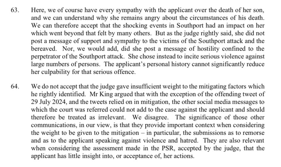 The Secret Barrister 🦋 (@barristersecret) on Twitter photo <a href="/DPJHodges/">(((Dan Hodges)))</a> Moreover, Connolly *did* intend to incite violence.
She signed a document admitting this when she pleaded guilty, and the Court of Appeal heard evidence from her, on oath, and found that she had.
Not to mention her history of posting racist tweets.
judiciary.uk/wp-content/upl… <a href="/DPJHodges/">(((Dan Hodges)))</a> Moreover, Connolly *did* intend to incite violence.
She signed a document admitting this when she pleaded guilty, and the Court of Appeal heard evidence from her, on oath, and found that she had.
Not to mention her history of posting racist tweets.
judiciary.uk/wp-content/upl…