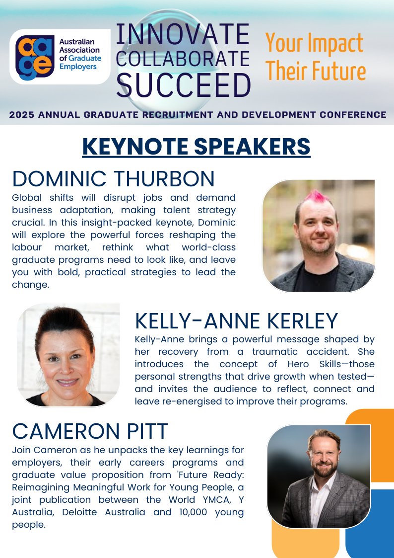 Join us at the 2025 AAGE Graduate Recruitment and Development Conference, a must-attend event for professionals looking to elevate their impact on early careers 🎉 Book by 28 Aug to secure the Early Bird Rate! aage.com.au/conference

#GraduateRecruitment #EarlyCareers #AAGE25