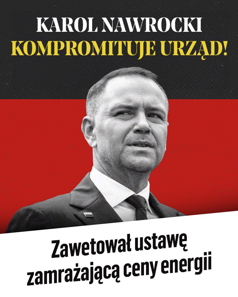 Karol Nawrocki zawetował tańszy prąd dla Polaków.