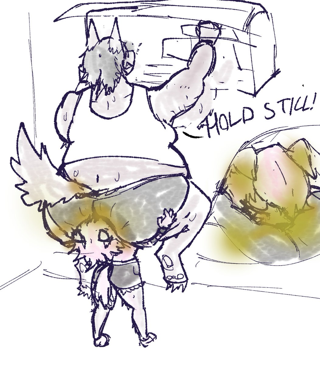 Dumb Scene puppygirl boosting her stinky sweaty roommate to help him fix the AC