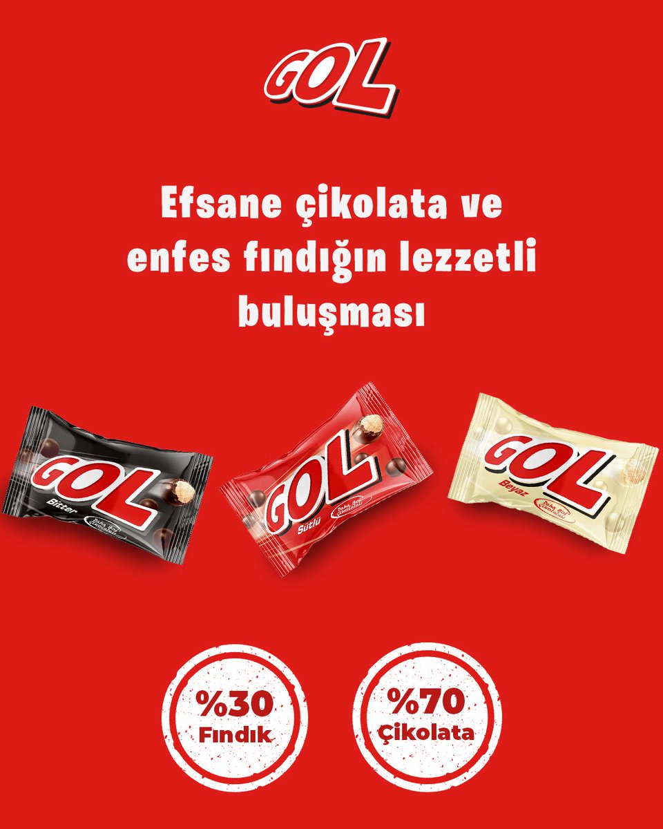 Efsane çikolata ve enfes fındığın lezzetli buluşması Gol ile atıştırma zamanı.❤️

#Gol