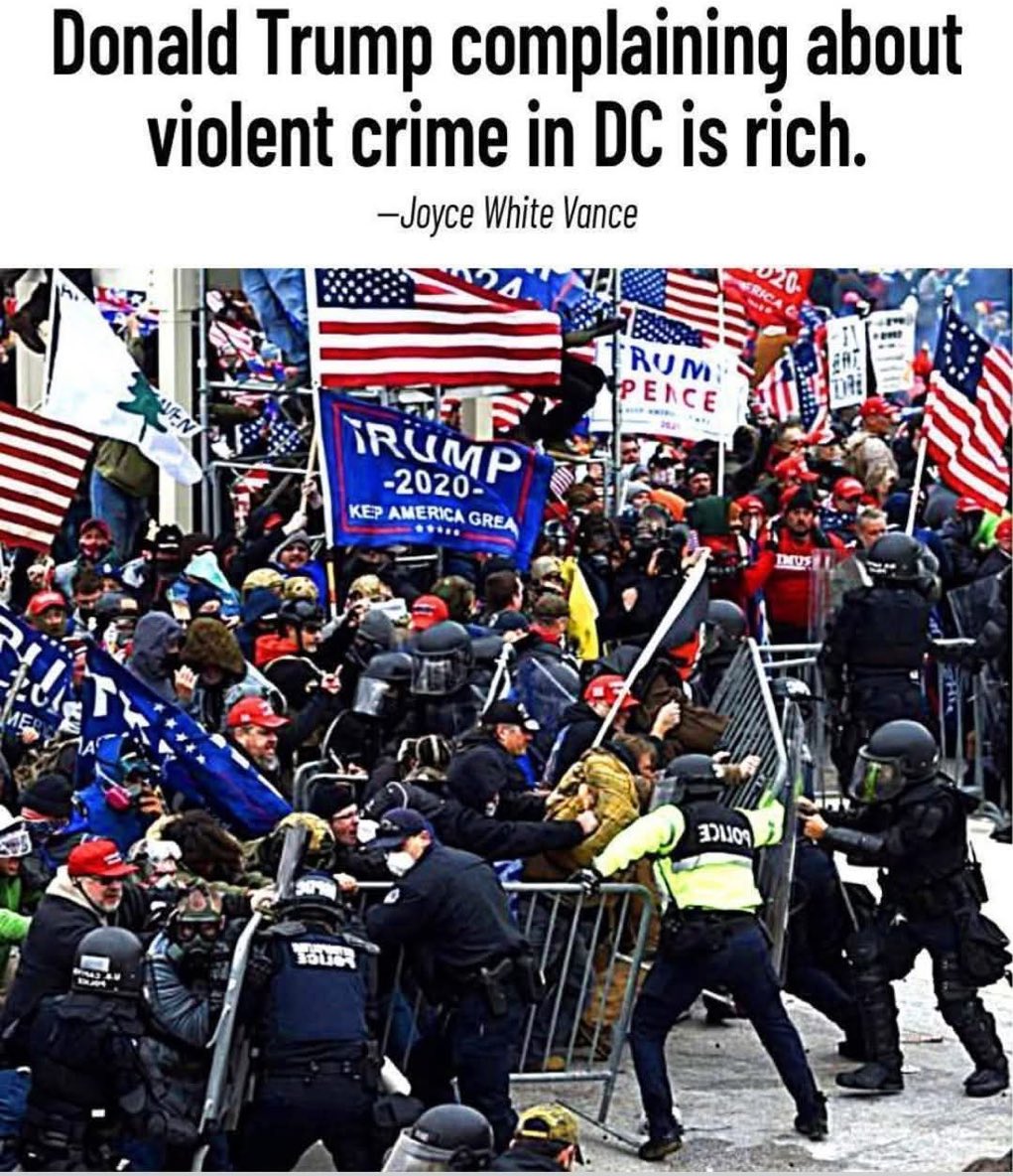 LiddleSavages's tweet photo. Donald Trump complaining about violent crime in DC  is FUCKING RICH 

#TraitorTrump 
#TreasonTrump 
#WeWillNeverForget 
#TrumpInsurrectionist 
#NeverForgetJanuary6thInsurrectionist https://t.co/hCnDtDmX92