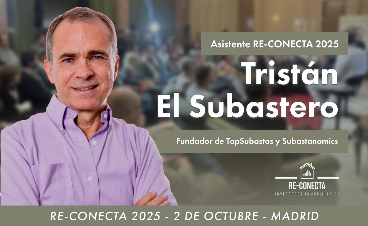 REConectaMadrid's tweet image. Tristán El Subastero se suma a #ReConecta2025.

Pionero en subastas judiciales en España, creador de #SubastasDesde0 y fundador de TopSubastas, ha formado a miles.

Este 2 de octubre en Madrid, conéctate con los que marcan la diferencia.
re-conecta.com/entradas