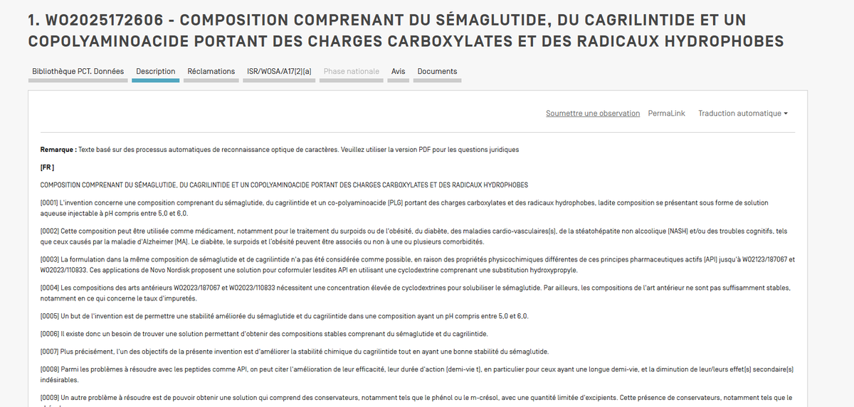 MediumTrade's tweet image. #trading #adocia 🚨  brevet clé en date 21/08 (WO2025/172606) pour une formulation injectable combinée #Sémaglutide + #Cagrilintide 💉

➡️ Cible #obésité, #diabète, #NASH, #Alzheimer
➡️ Alternative à CagriSema (Novo Nordisk) ? 👀 patentscope.wipo.int/search/en/deta…