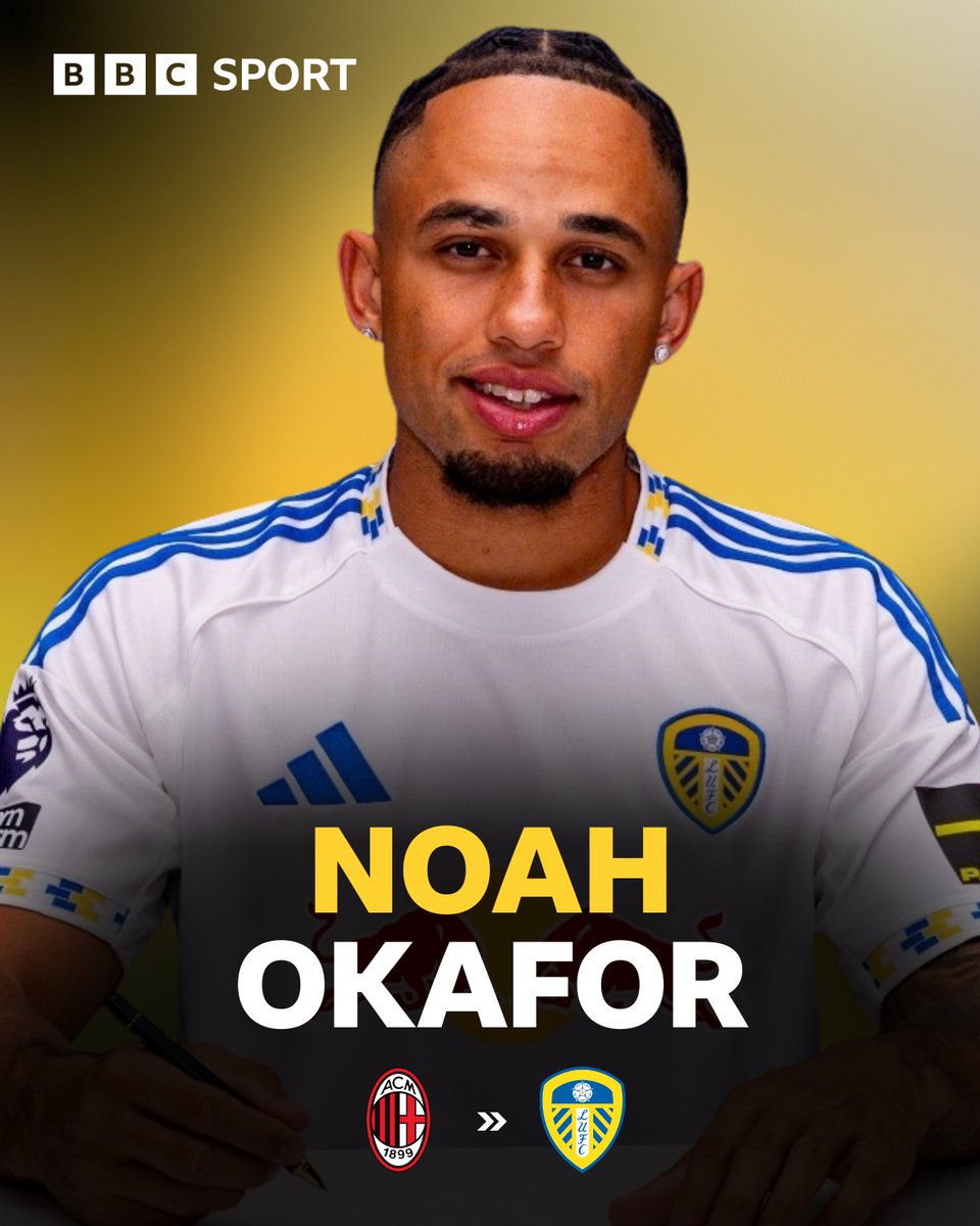 BBCWYS's tweet image. 🖋️ Leeds United sign AC Milan winger Noah Okafor on a four-year contract.

The 25-year-old Switzerland international is understood to have put pen to paper on a deal for around £17m. 

#LUFC | #BBCFootball