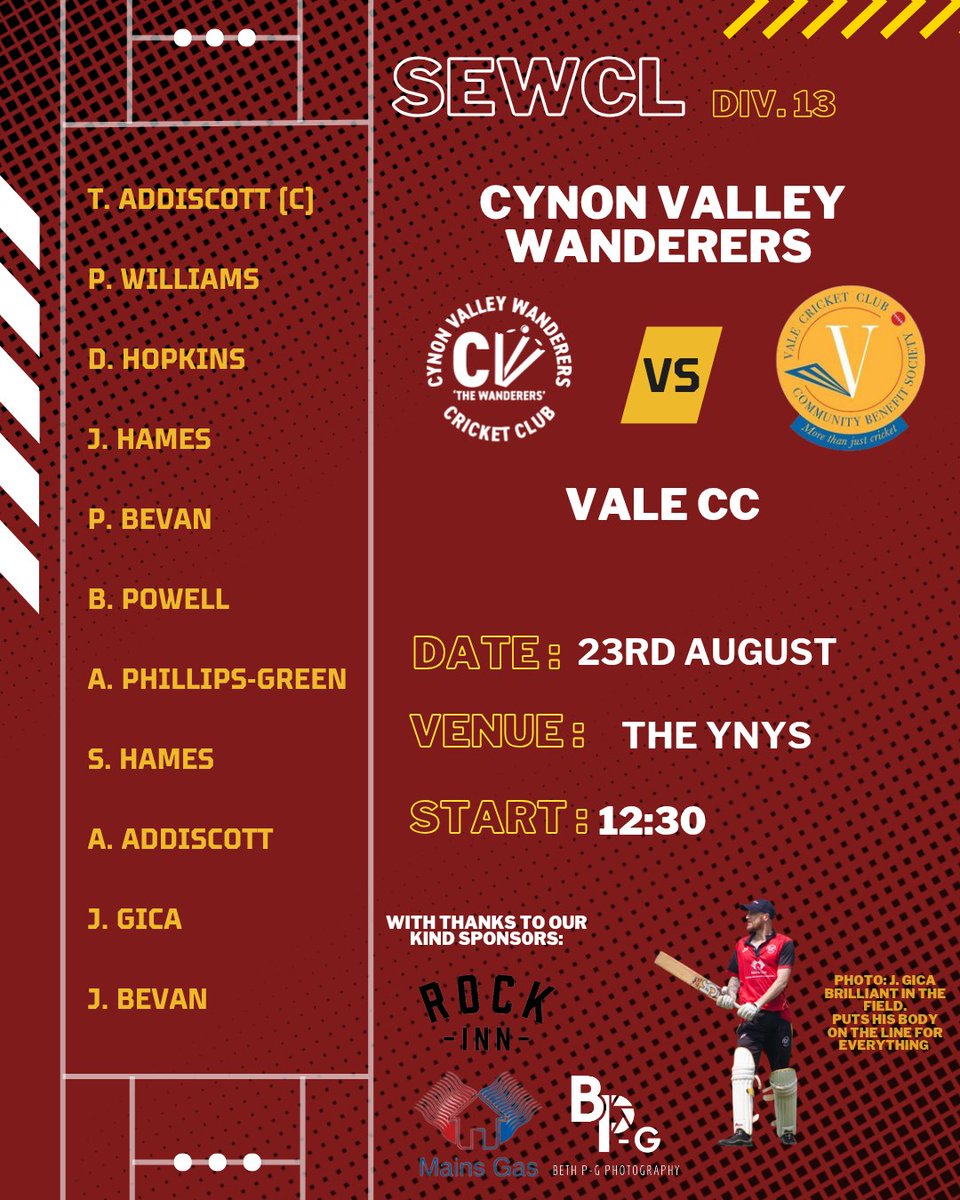 This weekend is our last home game against <a href="/valecricket/">Vale Cricket Club</a> was a cracking game of cricket against them.

Come and support the lads this weekend