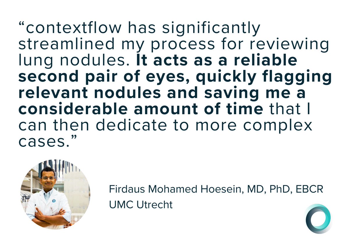 contextflow_rad's tweet photo. Reliability and efficiency. Two of our guiding principles for our users. And for Firdaus Mohamed Hoesein, MD, PhD, EBCR, Radiologist at @UMCUtrecht. To learn more about the lung segmentation methods powering our #nodule detection, click here: https://t.co/41uXeRTeuD https://t.co/tzCPL2lHIi