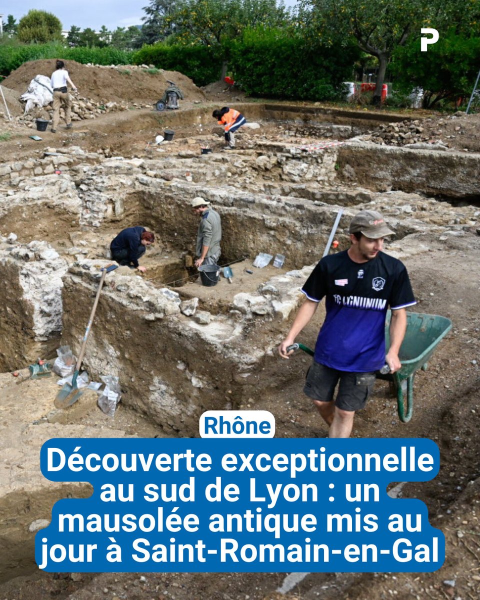 leprogreslyon's tweet image. La découverte d'un mausolée de vaste envergure ainsi que les vestiges d'antiques structures commerciales a été annoncée ce jeudi matin par le Département du #Rhône, dans l'enceinte du musée gallo-romain.
➡️ l.leprogres.fr/fFv