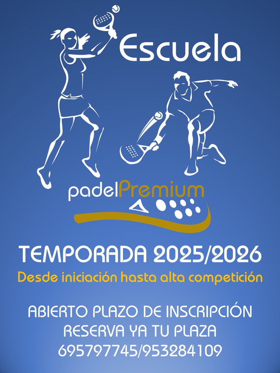 ¡ARRANCA LA TEMPORADA DE PÁDEL EN PADEL PREMIUM!!! 🎾🔥
Escuela de Pádel 2025 - ¡Inscripciones abiertas!
📅 Inicio: 15 de septiembre
👧👦 Desde 8 años – ¡Todos los niveles!
💪 Entrenadores nacionales titulados.
📞 Reserva tu plaza: 695 797 745
✉️ Más info: info@padelpremium.com