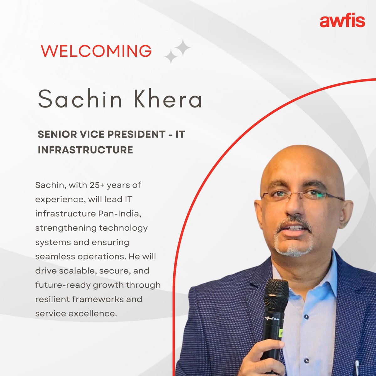 Join us in welcoming Sachin Khera as Senior Vice President – IT Infrastructure at #Awfis.

With 25 years of rich experience across technology, risk and compliance, program management, and IT operations, Sachin brings deep expertise in building resilient systems and driving