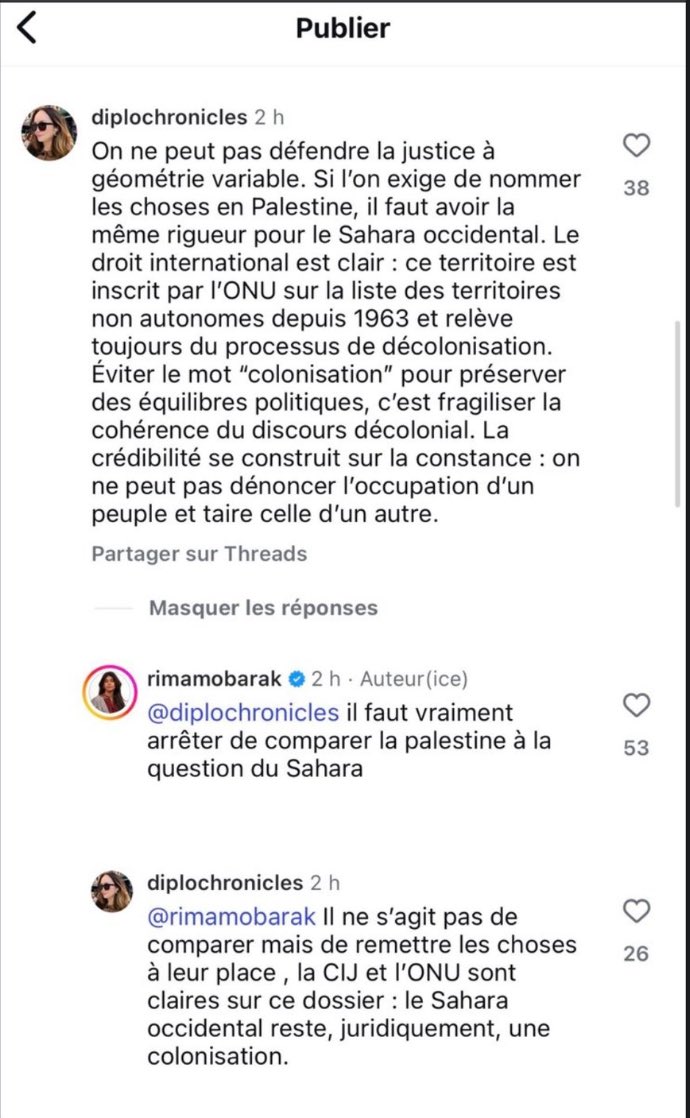 Springfield (@springfield_dz) on Twitter photo La honte ! <a href="/RimaHas/">Rima Hassan</a> qui parle de droit international Γ longueur d'annΓ©e, pour finir par faire exactement la mΓͺme chose que Slaoui π€‘. Elle nous explique que la question sahraouie πͺπ, ce n'est pas pareil que la question palestinienne π΅πΈ. On croirait lire un colon marocain. La honte ! <a href="/RimaHas/">Rima Hassan</a> qui parle de droit international Γ longueur d'annΓ©e, pour finir par faire exactement la mΓͺme chose que Slaoui π€‘. Elle nous explique que la question sahraouie πͺπ, ce n'est pas pareil que la question palestinienne π΅πΈ. On croirait lire un colon marocain.