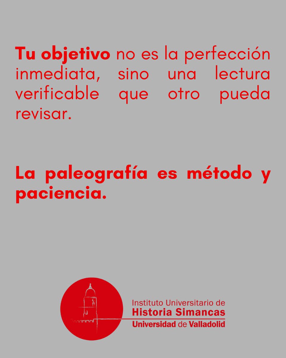 Paleografía: estudio de sistemas de escritura. 
✍️ Empieza de lo general a lo particular: tipo gráfico y cronología; luego ductus, abreviaturas y ligaduras. 
Glosario propio y transcribe en dos columnas (texto/dudas). 
👉🏻Meta: lectura estable y reproducible. 

#IUHS #Paleografía