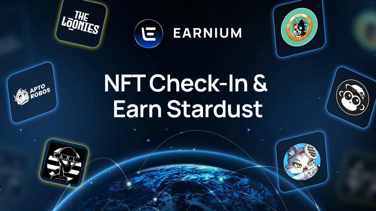 ✨ Opportunities don’t wait - and neither should you.

Check in with your NFT daily to get closer to future airdrops + exclusive rewards.

If you’re an NFT holder of Earnium’s partners <a href="/AptoRobos/">AptoRobos | Aptos Community</a> <a href="/AptosMonkeys/">Aptos Monkeys | ACT II</a> <a href="/DefiCattos/">Defi Cattos</a> <a href="/guiinuonaptos/">GUI INU☠️</a> <a href="/theloonies_nft/">The Loonies</a> <a href="/mvrDAO/">mvrDAO</a> <a href="/penguinonaptos/">Penguin Chronicles</a>