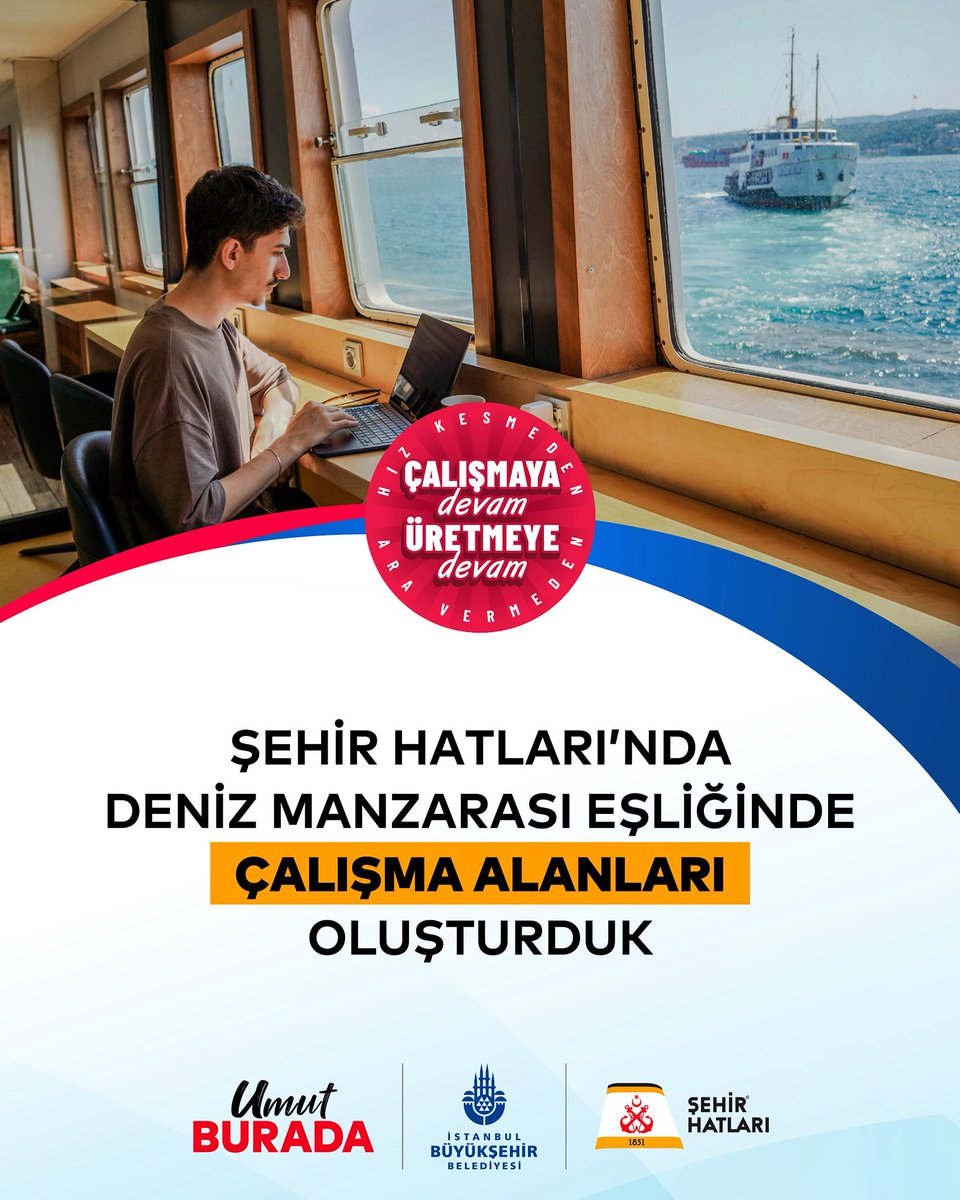 Vapurda çalışma alanlarını artırmaya devam ediyoruz. 👨‍💻🚢

Deniz manzarası eşliğinde keyifli bir vapur yolculuğu yaparken aynı zamanda çalışabilmeniz için çalışma alanları projesini hayata geçirdik. ⚓

#ŞehirHatları #UmutBurada