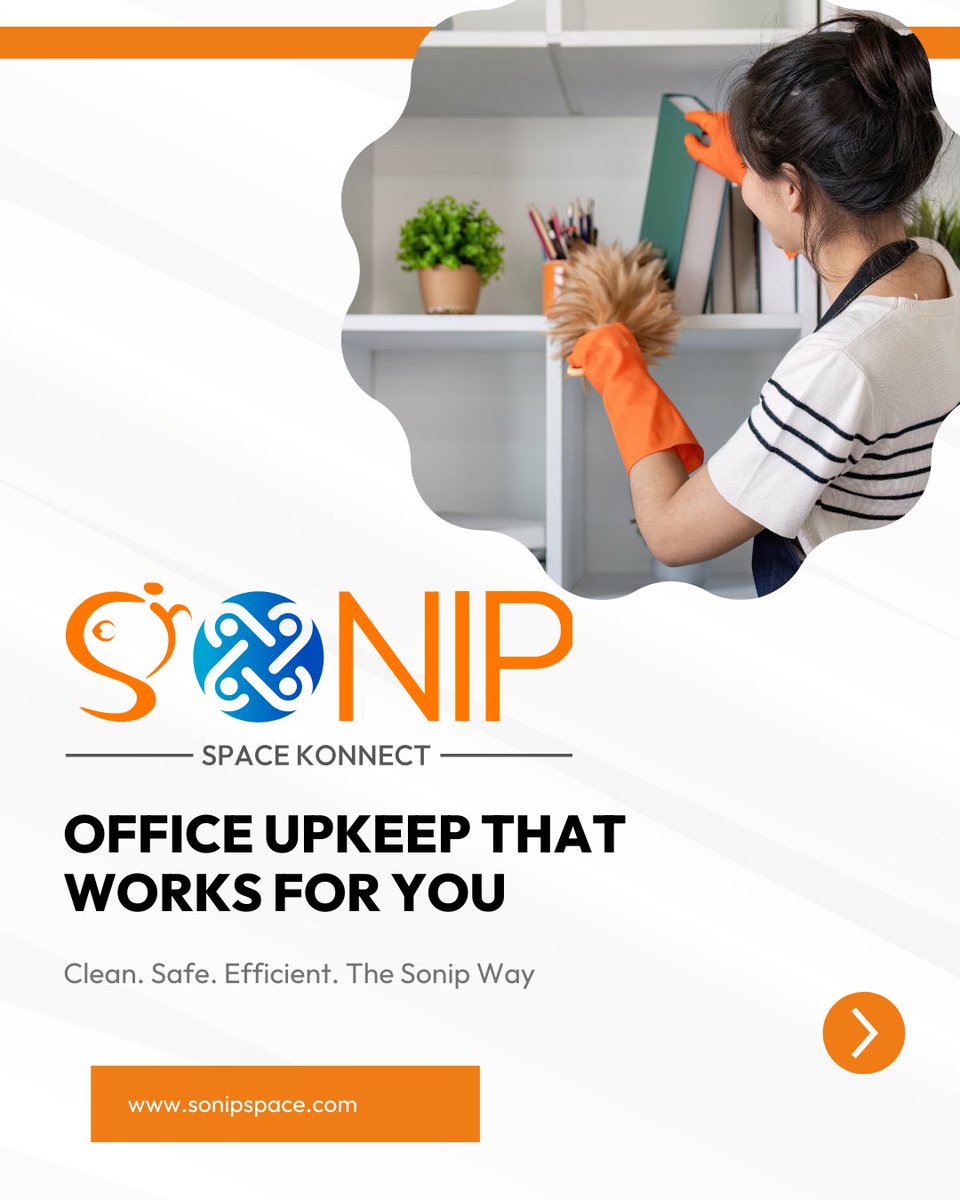 sonipspace's tweet image. A spotless office isn’t just about looks—it’s about productivity, safety, and growth.
With Sonip Space Office Upkeep, we take care of cleaning, maintenance, and operations so you can focus on success.
#SonipSpace #OfficeUpkeep #SmartWorkspaces