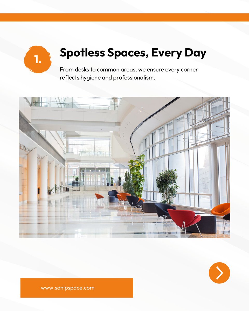 sonipspace's tweet image. A spotless office isn’t just about looks—it’s about productivity, safety, and growth.
With Sonip Space Office Upkeep, we take care of cleaning, maintenance, and operations so you can focus on success.
#SonipSpace #OfficeUpkeep #SmartWorkspaces