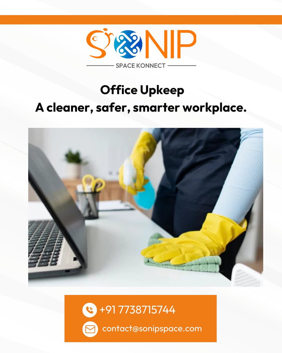 sonipspace's tweet image. A spotless office isn’t just about looks—it’s about productivity, safety, and growth.
With Sonip Space Office Upkeep, we take care of cleaning, maintenance, and operations so you can focus on success.
#SonipSpace #OfficeUpkeep #SmartWorkspaces