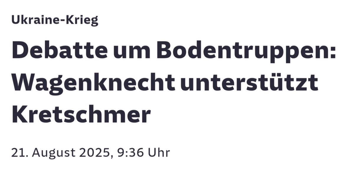 Dass Friedrich #Merz die Entsendung von Bundeswehrsoldaten in die #Ukraine als Teil westlicher Sicherheitsgarantien in Washington als mögliche Option angeboten hat, ist ein schwerer Fehler. Es ist völlig richtig, dass sich Michael #Kretschmer gegen einen Bundeswehreinsatz