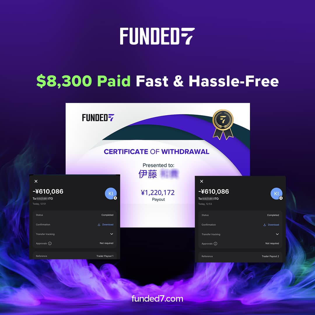 $8,300 Paid Directly to Our Traders 💸

▫️Processed within 1 business day  
▫️Bank &amp; USDT payout options available

Want to trade with confidence, knowing your payouts are guaranteed?  

Then it’s time to join Funded7! 🚀

my.funded7.com/en/challenges