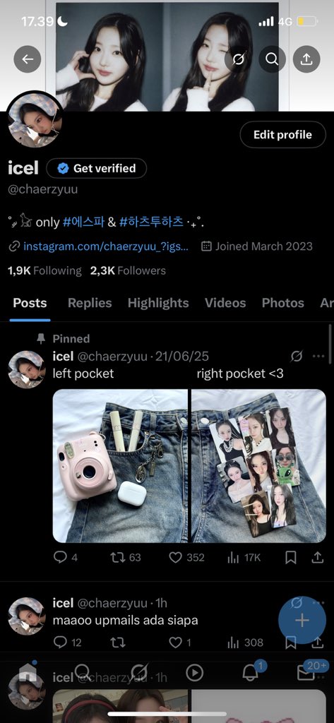 chaerzyuu's tweet image. my twitter profile
. my lock screen
. last song
. first pinterest photo