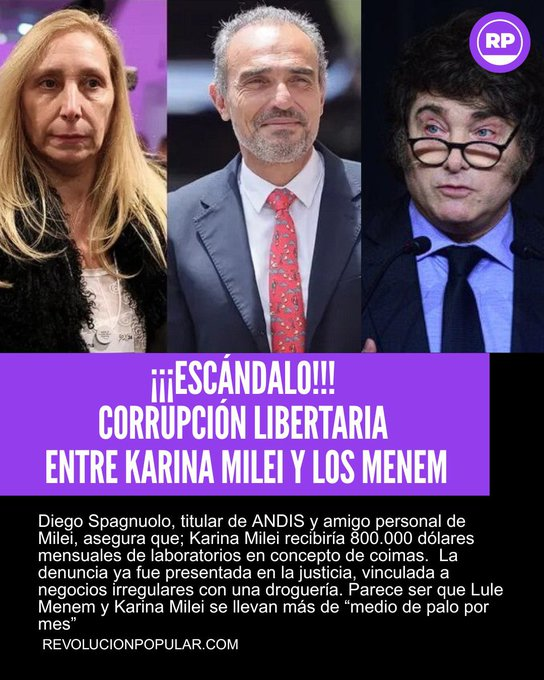 Separan solo a Spagnuolo. Dejá a la hermana y los Menem. Javier, date cuenta que te está cagando tu hermana con los sobrinos de tu ídolo