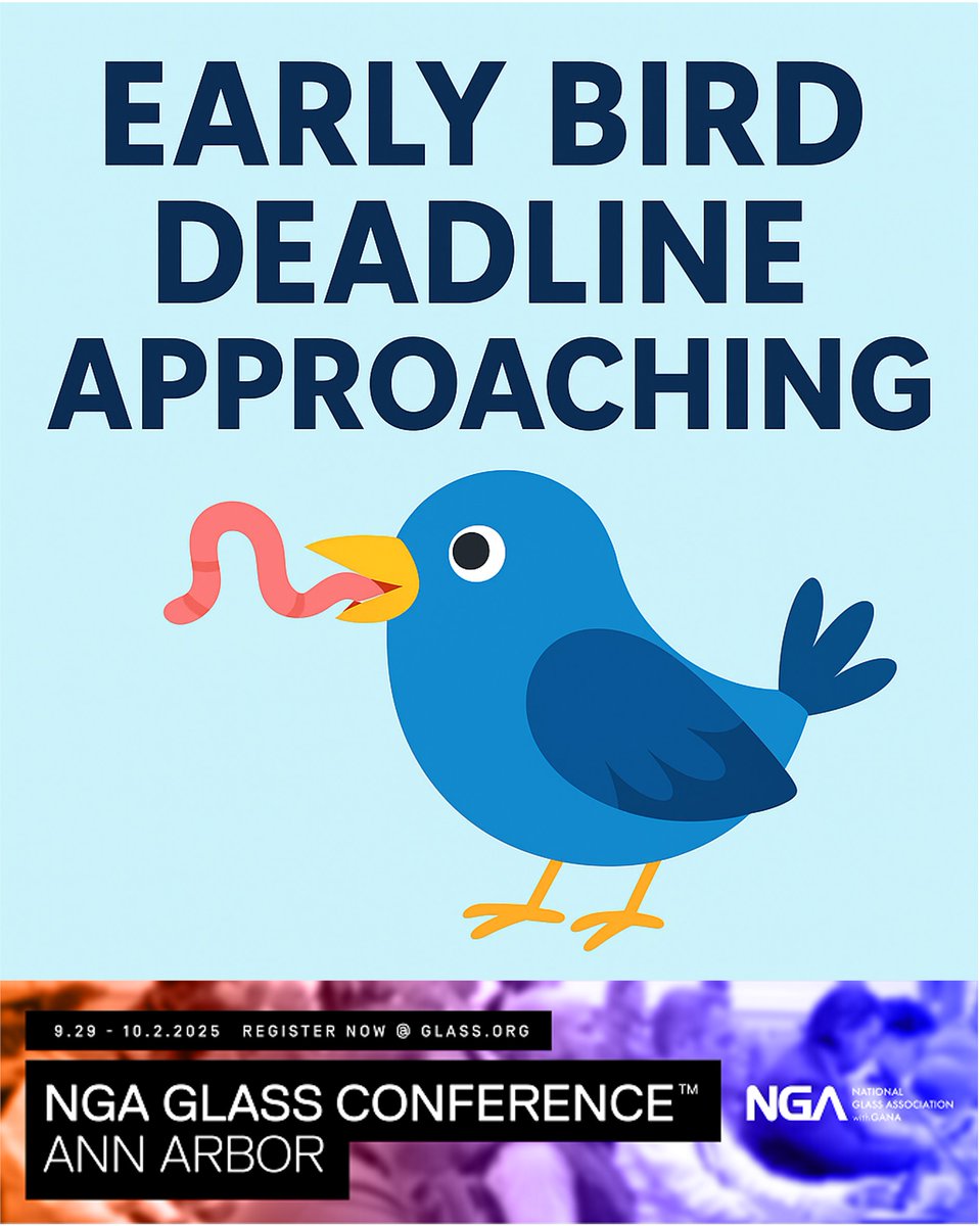 ⏰ Early Bird rates end Aug 26 for NGA Glass Conference™ Ann Arbor
Get set now at the special early bird rates and be there for crucial educational sessions and high-level networking opportunities.
glass.org/nga-glass-conf…