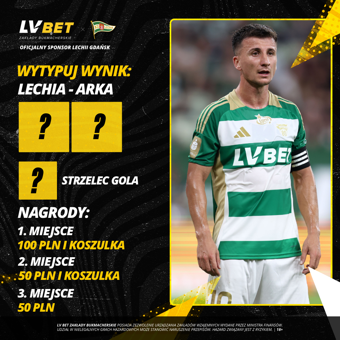 Typujemy derby! 💪

🎁 Nagrody - koszulki <a href="/LechiaGdanskSA/">Lechia Gdańsk</a>  i bonusy od LV BET.  

Zasady: 
🧐Obserwuj  <a href="/LVBETpl/">LV BET</a>
🔄Zrób RT 
⚽️Wytypuj wynik i strzelca
‼️#GRAMzLVBET 
⌛️Czas do 17:30
Wygrywają 3⃣ najszybsze odpowiedzi.  

Regulamin ▶️ lvbet.pl/pl/lp/regulami…

Powodzenia!v🤝😎