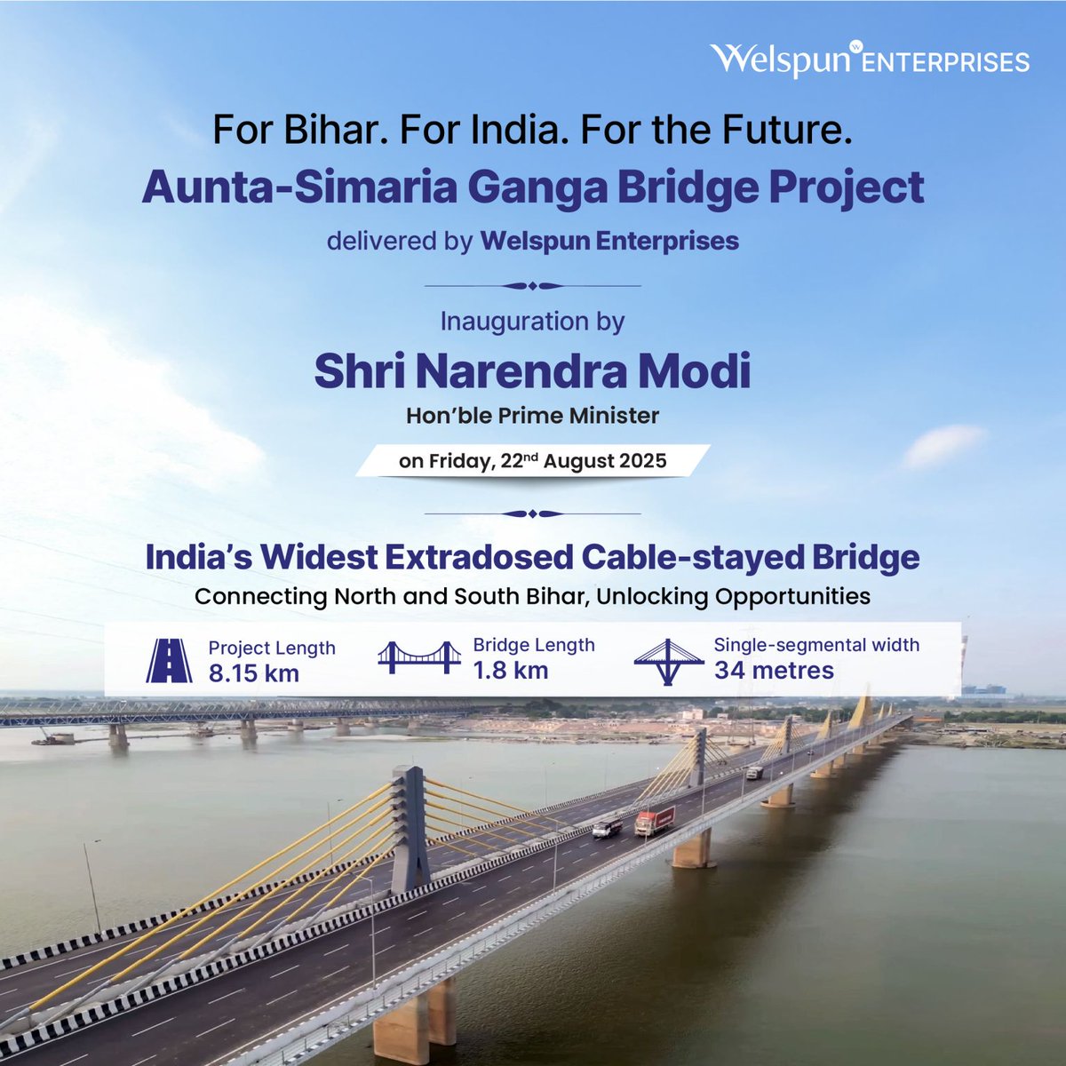 The #AuntaSimaria Ganga Bridge Project stands as a pivotal milestone in India’s infrastructure journey.

By directly connecting Patna to Begusarai, it cuts travel time by over an hour and reduces distance by up to 100 km between North and South Bihar, promising #growth and