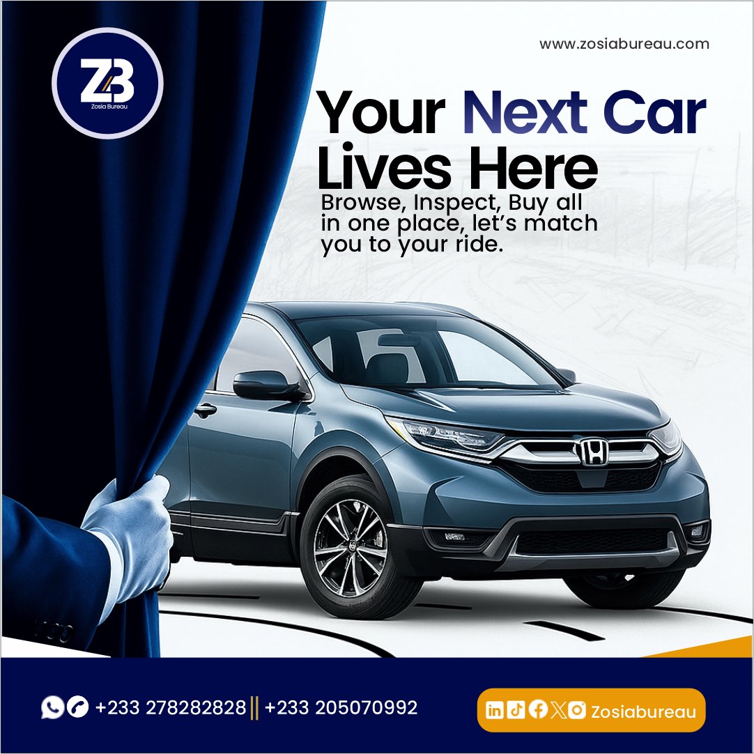 Zosiabureau's tweet photo. 🚗 Your Next Car is Waiting at Zosia Bureau
Just walk in, inspect, and drive out.

🌐 Browse our online garage: https://t.co/yhgZxpEQpG

📍 Or visit us at Dzorwulu, Accra.
📞 +233 278 282 828 | +233 20 507 0992

-

#ZosiaBureau #YourNextCar #CarDealsGhana #AccraCars #BuyCarGhana https://t.co/j80RyxIWwQ