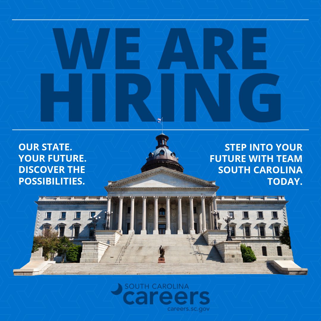 SC Careers (@careersscgov) on Twitter photo Make your mark and shape our state's future. Discover your next career at careers.sc.gov today! #SCCareers #NowHiring Make your mark and shape our state's future. Discover your next career at careers.sc.gov today! #SCCareers #NowHiring