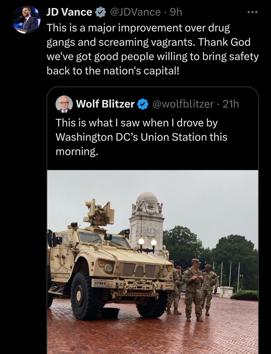 Sending the military into DC may be an improvement, but it's not the best solution

Men in my town would clear the local park of vagrants tomorrow

It's the government who stops us

Decent men must be allowed to produce order without fear of government reprisal
